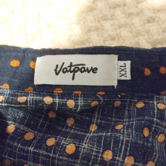 Vatpave XXL Navy Geometric Stripe Shirt | Boho Resortcore Vacation Button Up - Picture 3 of 6